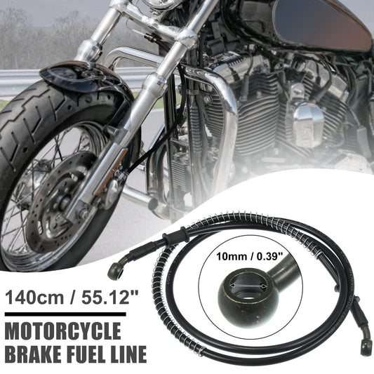 140cm 55.12in 10mm 28 Deg Motorcycle Braided Brake Clutch Oil Hoses Black