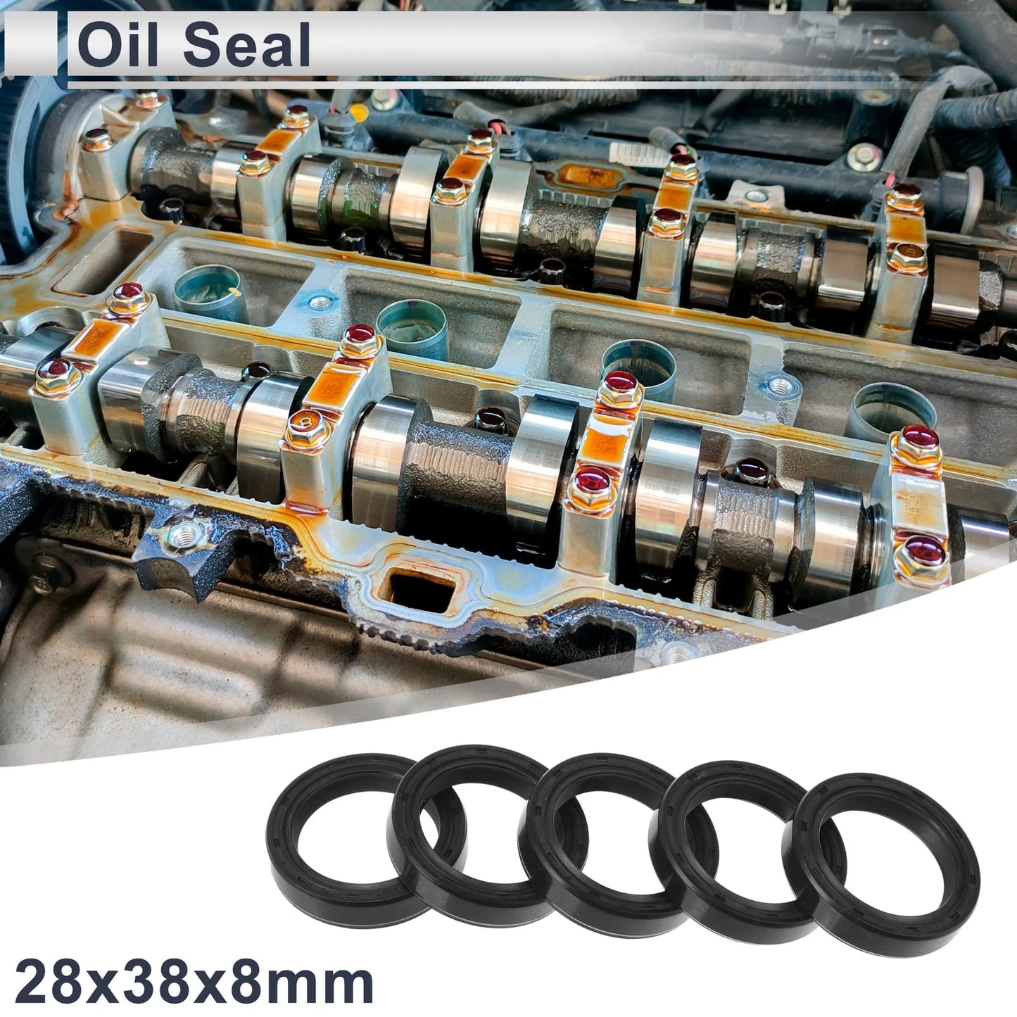 Oil Seal 28x38x8mm Rotary Shaft Seal Nitrile Rubber 5 Pcs