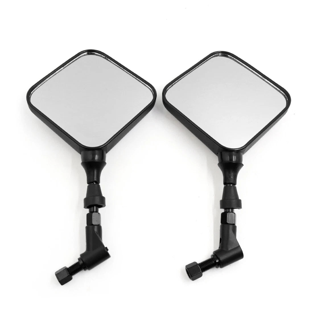 2 x Black Square Shaped 10mm Thread Diameter Rearview Mirror for Motorcycle