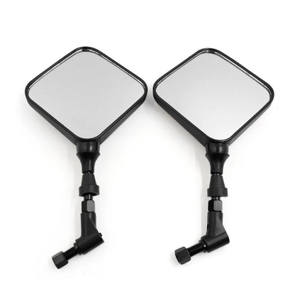 2 x Black Square Shaped 10mm Thread Diameter Rearview Mirror for Motorcycle