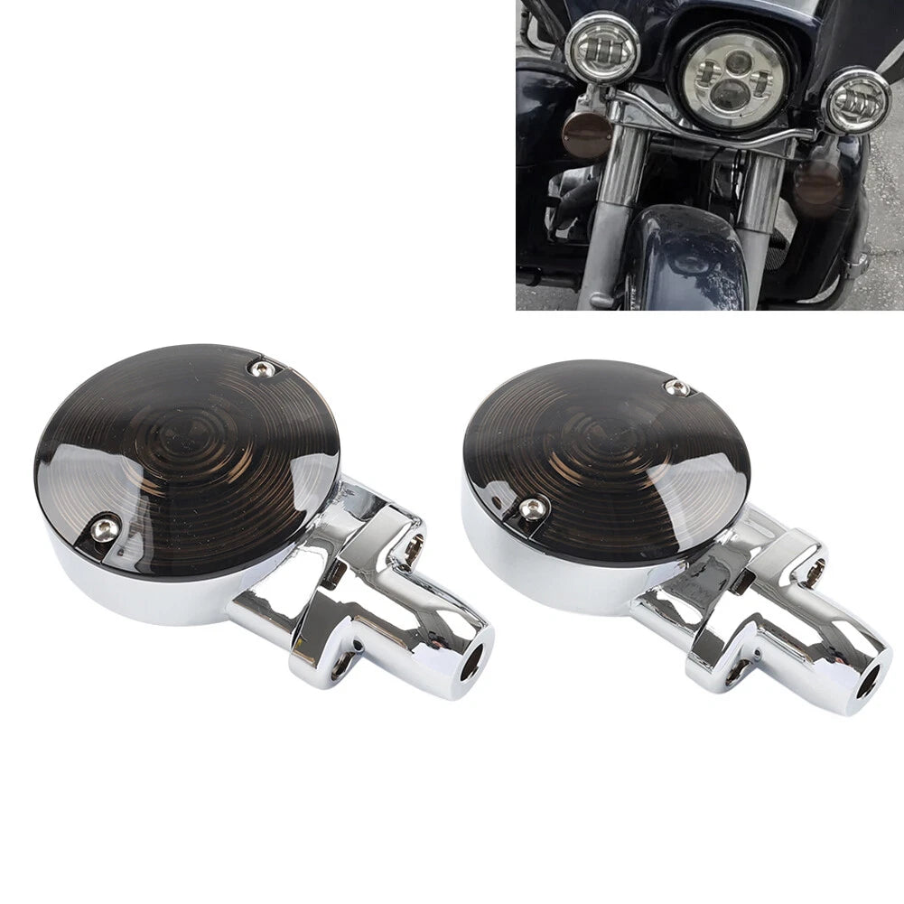 Smoke Lens Front Flat Turn Signal Housing for Harley Fat Boy Heritage Softail
