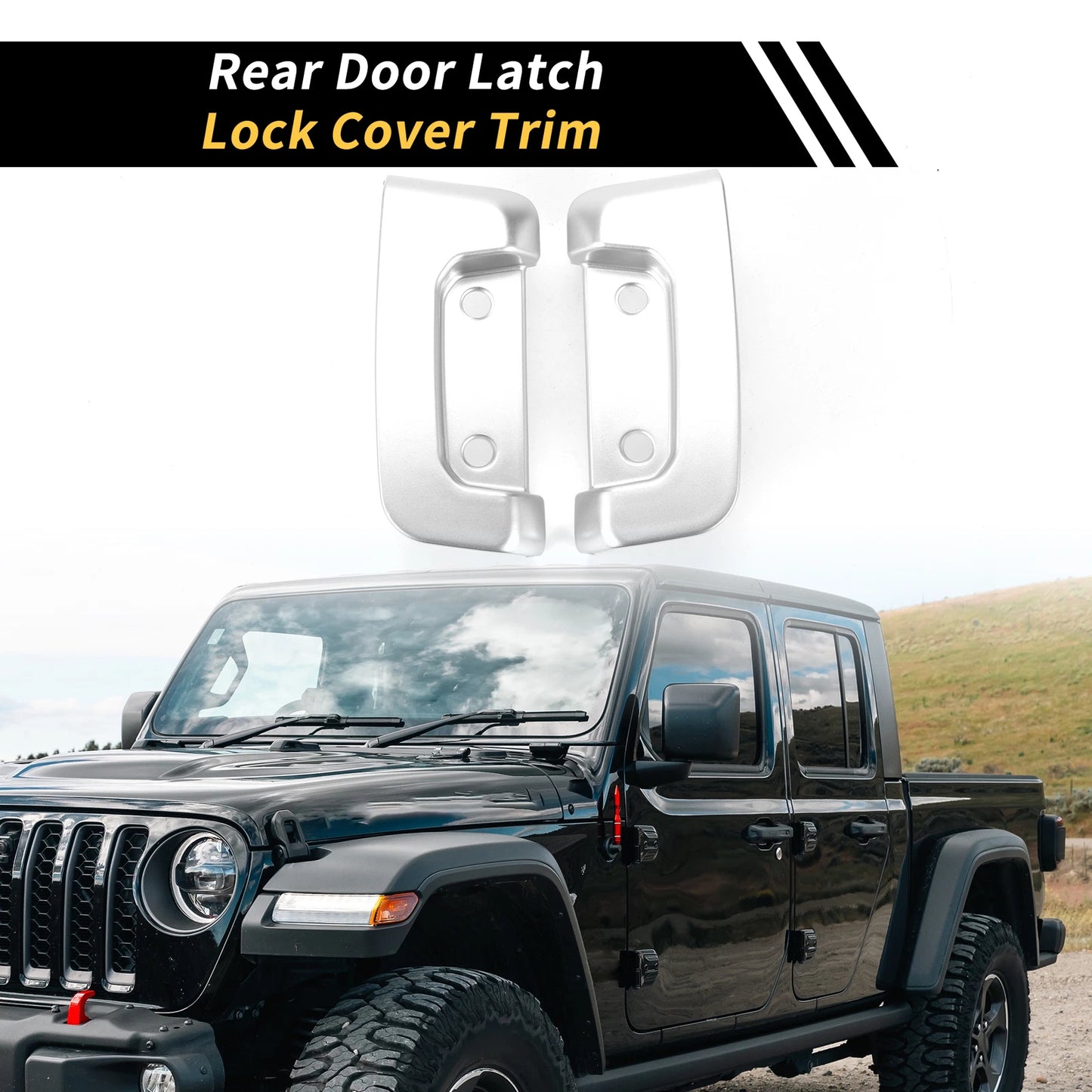 Rear Door Latch Lock Cover Trim for Jeep Wrangler JL JLU (2018-2024) Silver