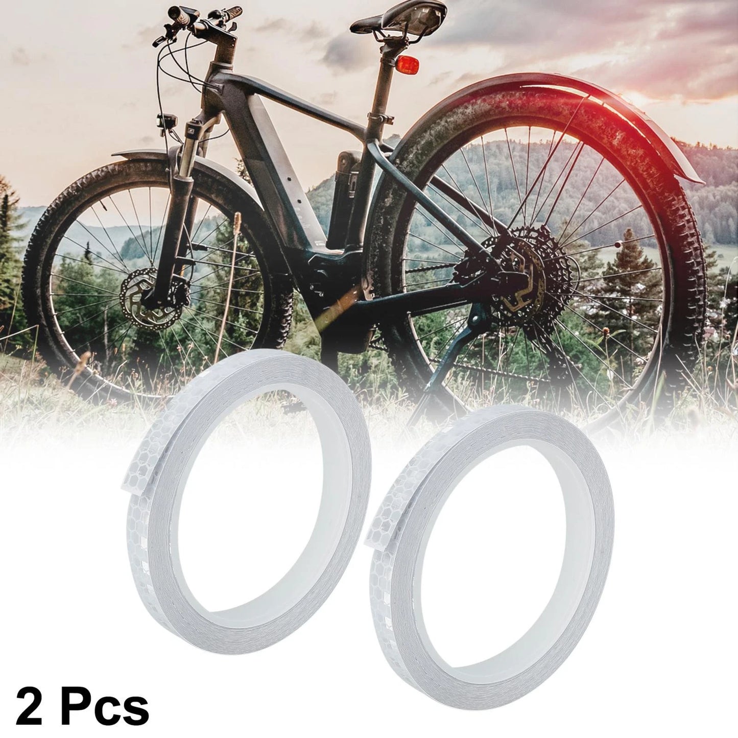 2 x 314.96" Reflective Tape Sticker Warning White for Bike Motorcycle