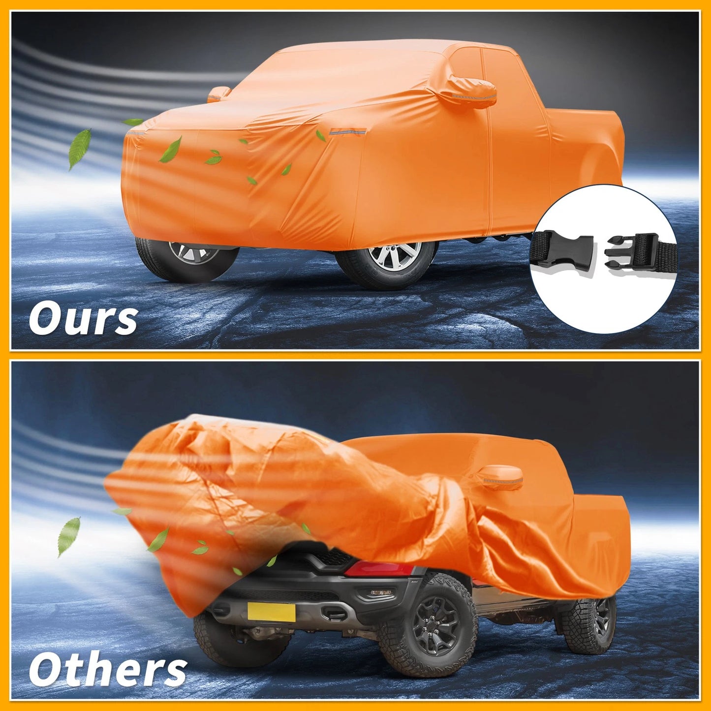 Car Cover Waterproof All Weather for Dodge Ram Orange Cotton with Zipper