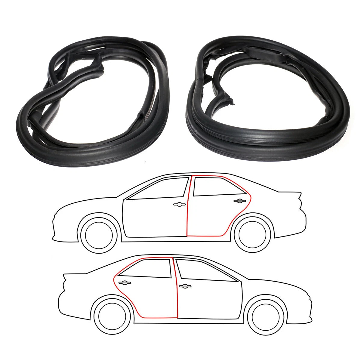 Rear Door Weatherstrip Seal x2 for Mercedes-Benz W201 190/190E/190LE 1982-1993