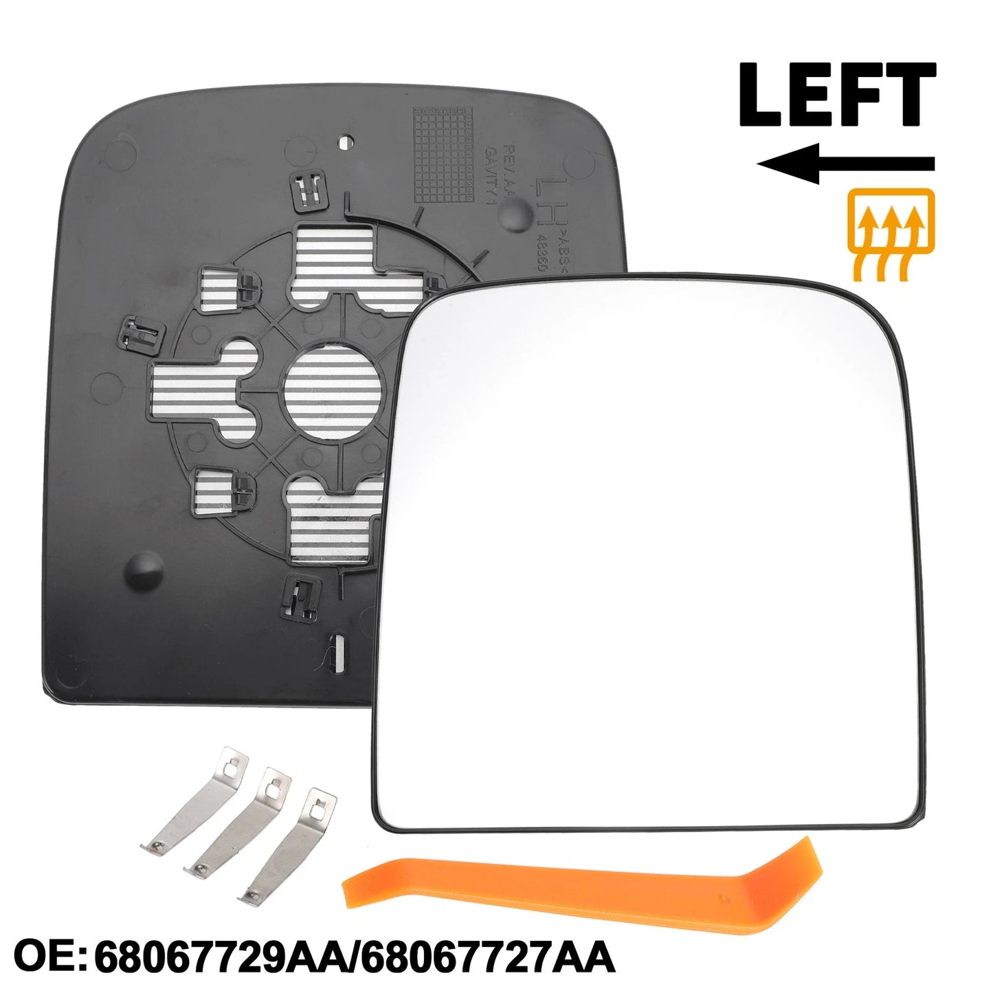 Left Driver Side Heated Mirror Glass Replacement for Dodge