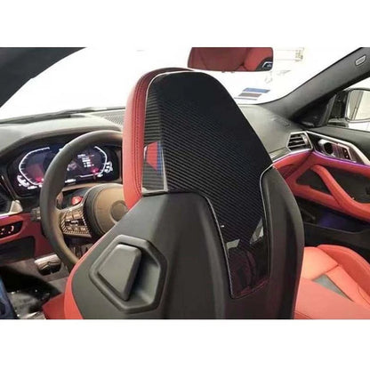 100% Carbon Fiber Seat Back Headrest Cover For BMW M3 G80 M4 G82 G83 2021-2024
