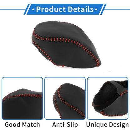 1 Pc Gear Shift Knob Cover for Toyota RAV4 (2019-2024) Black Red Faux Leather