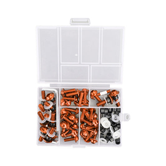 158 Piece M5/M6 Bolt Set for Orange Aluminium Fairing Trim