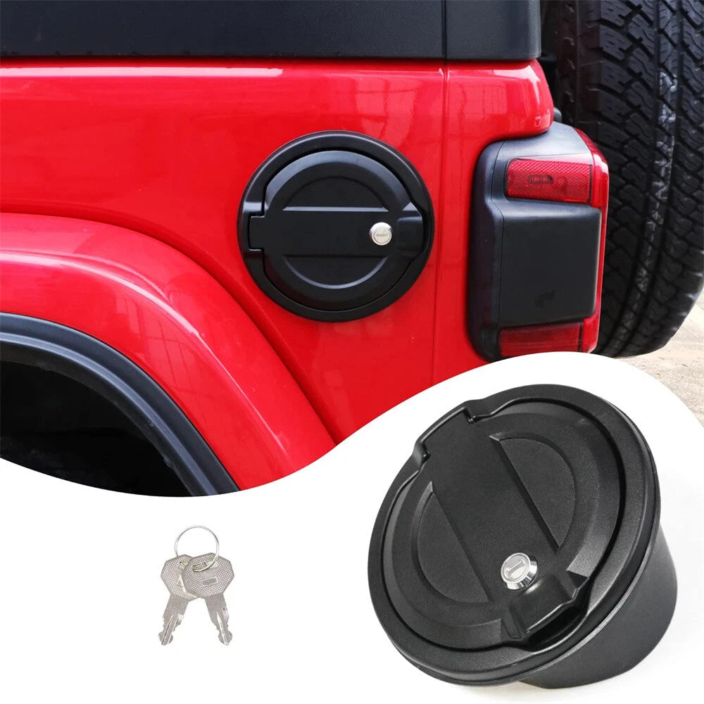 Black Locking Gas Tank Cap Cover for Jeep Wrangler JL (2018-2023)