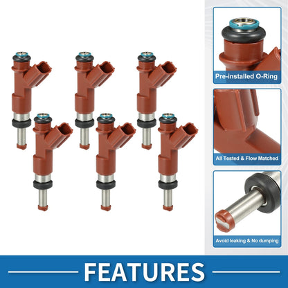 Fuel Injector 6 x No.23209-0P040 for Toyota Camry (2007-2011) LE SE XLE 3.5L