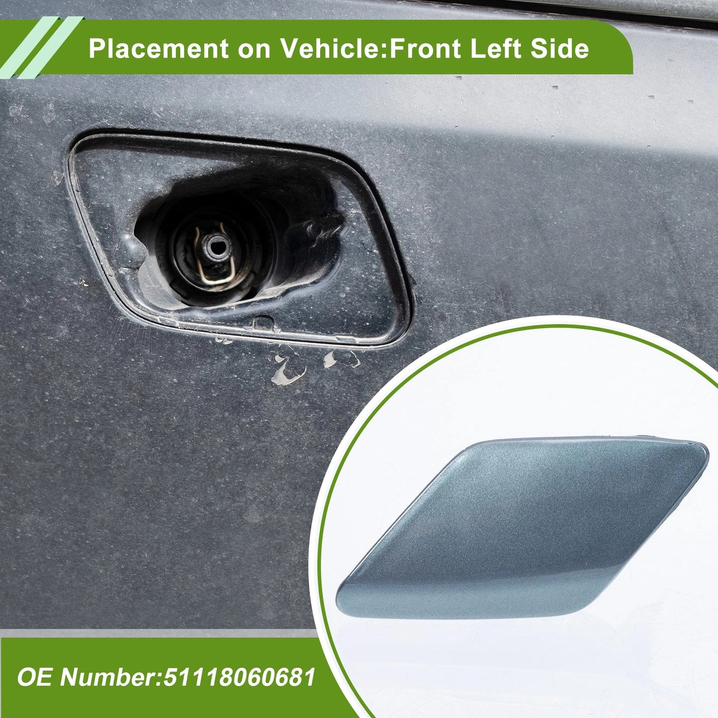 Front Left Washer Nozzle Cover Cap for BMW 428i (2014 - 2016) Gray
