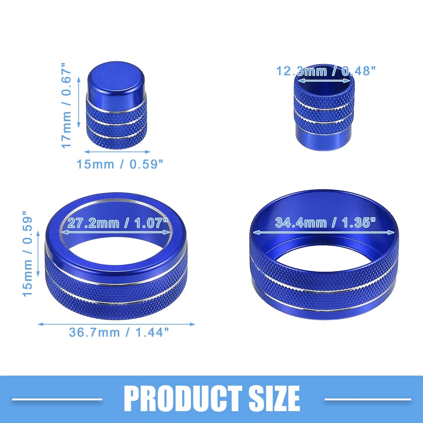 7 x AC Control Switch Air Vent Knob Covers for Honda Civic (2022-2023) Blue