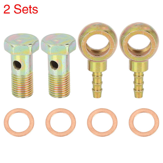 2 x Banjo Hose Barb Bolt Fittings 12mm Banjo Bolt Washer Kit for Motorcycle