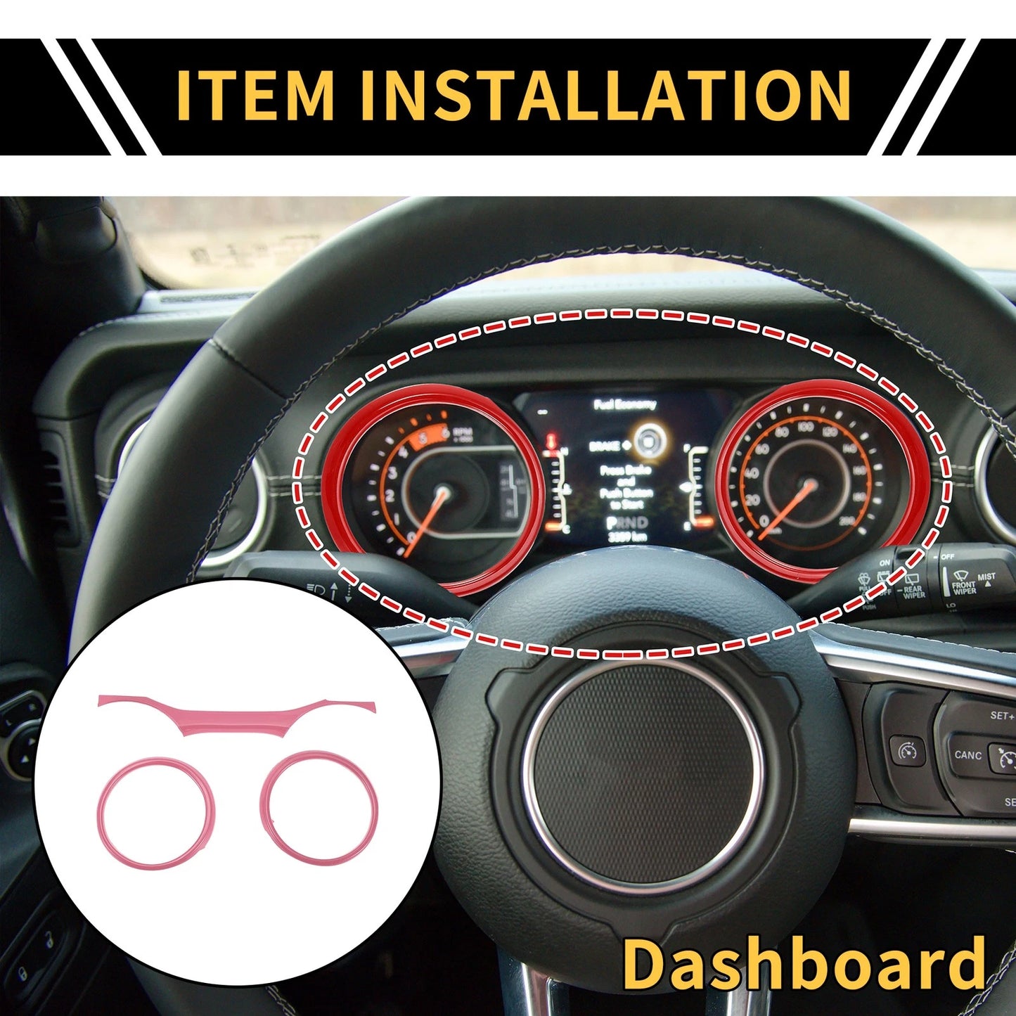 Dashboard Instrument Panel Ring Cover Trim for Jeep Wrangler JL (2018-2023)