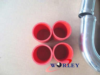 3" 76mm Aluminum Universal Intercooler Turbo Piping & RED Hose Kits