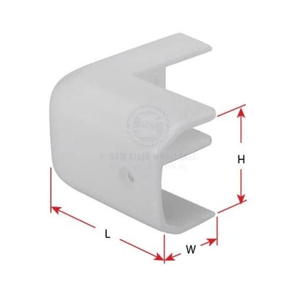 Gunwale Corner Cap Plastic White 42mm x 32mm Angled for Various Models