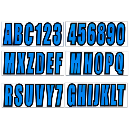 4 x Blue Boat Registration Decals A-Z & 0-9 Stickers