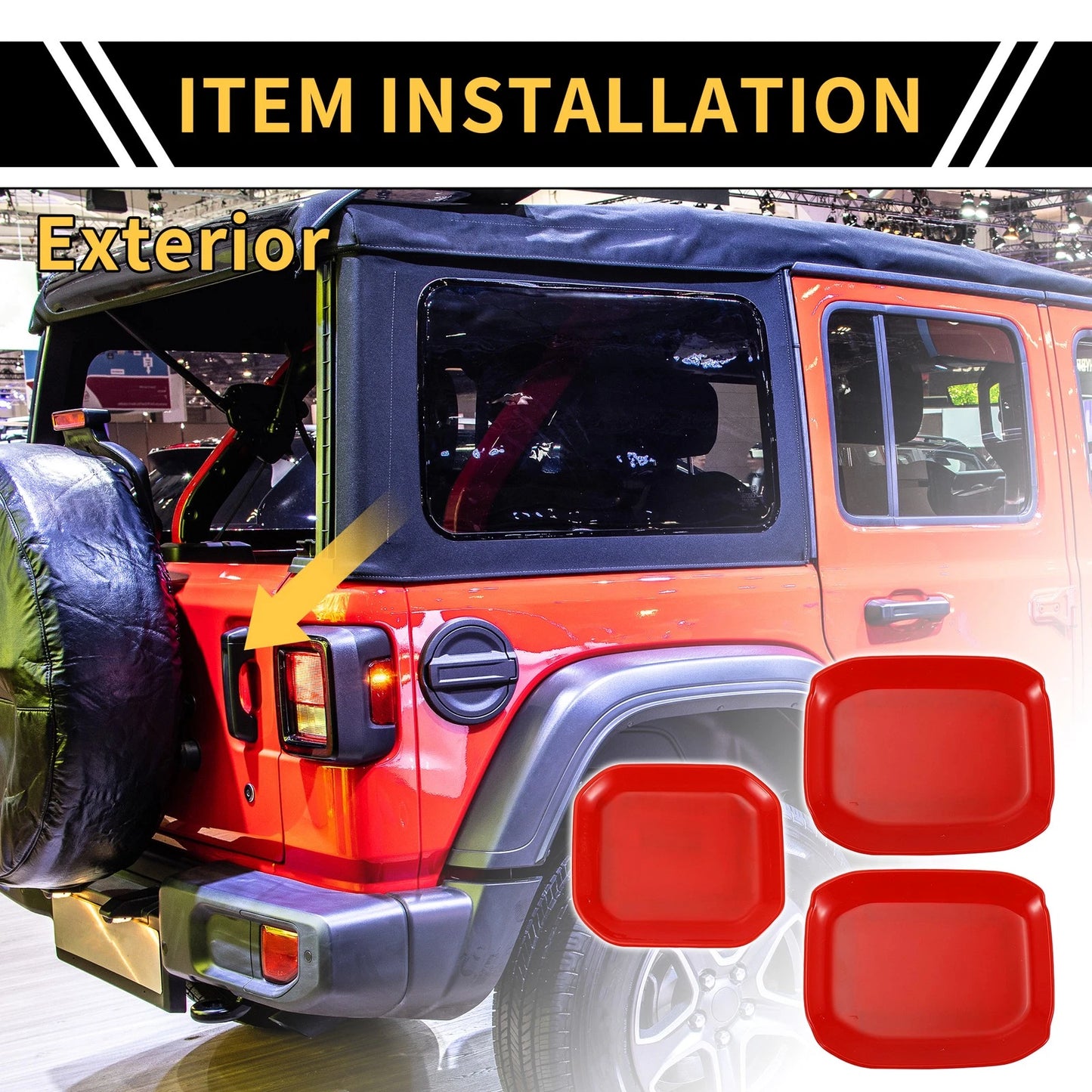 Red Exterior Door Handle Bowl Cover Trims for Jeep Gladiator (2020-2024)