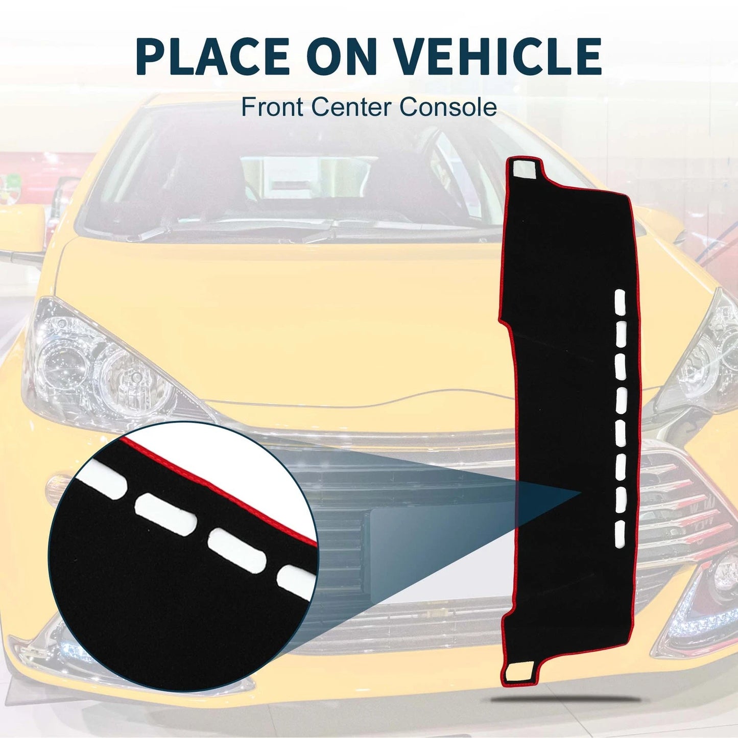 Dashboard Cover Mat for Toyota Aqua (2011-2021) - Black Red 1 Set
