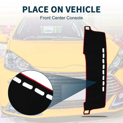Dashboard Cover Mat for Toyota Aqua (2011-2021) - Black Red 1 Set