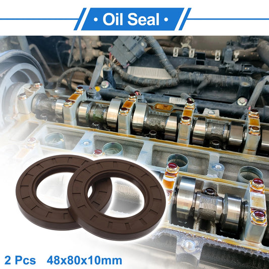 Oil Seal 2 x Seal Ring Rotary Shaft Seal FKM Rubber 48x80x10mm for Vehicles
