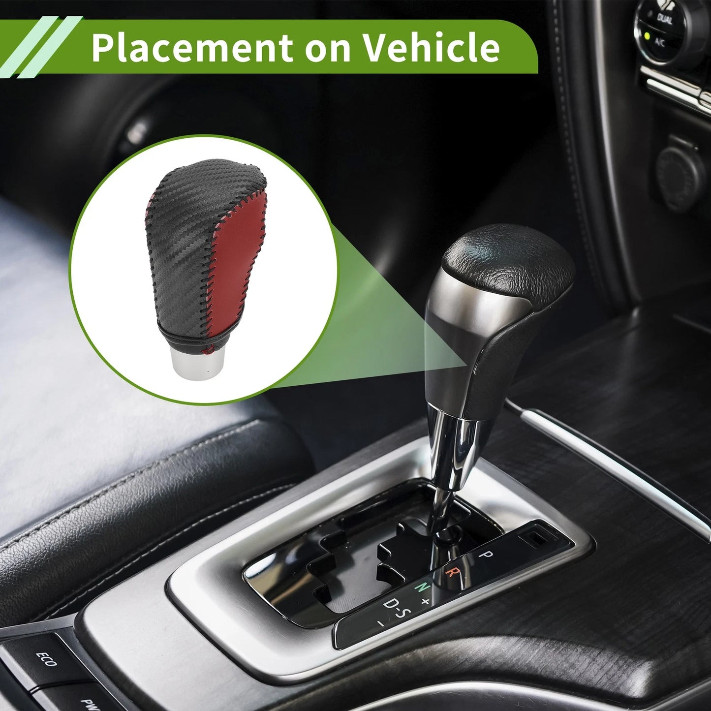 Car Gear Shift Knob Cover 1 Pcs for Honda Civic (2016-2021) Black Carbon Fiber