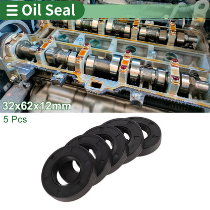 Oil Seal 32x62x12mm NBR Rubber High Pressure Black 5 Pcs for Make Model