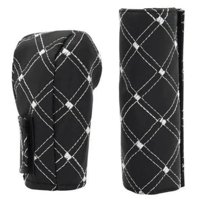 2 x Gear Shift And Handbrake Cover Set Red Wine Cloth for Manual Cars