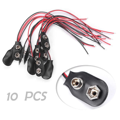 10 x Snap-on 9V Battery Holder Clip Connector with 10CM Cable for Universal