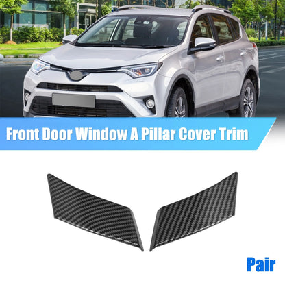 Carbon Fiber Front Door Window A Pillar Cover Trim for Toyota RAV4 (2019-2023)