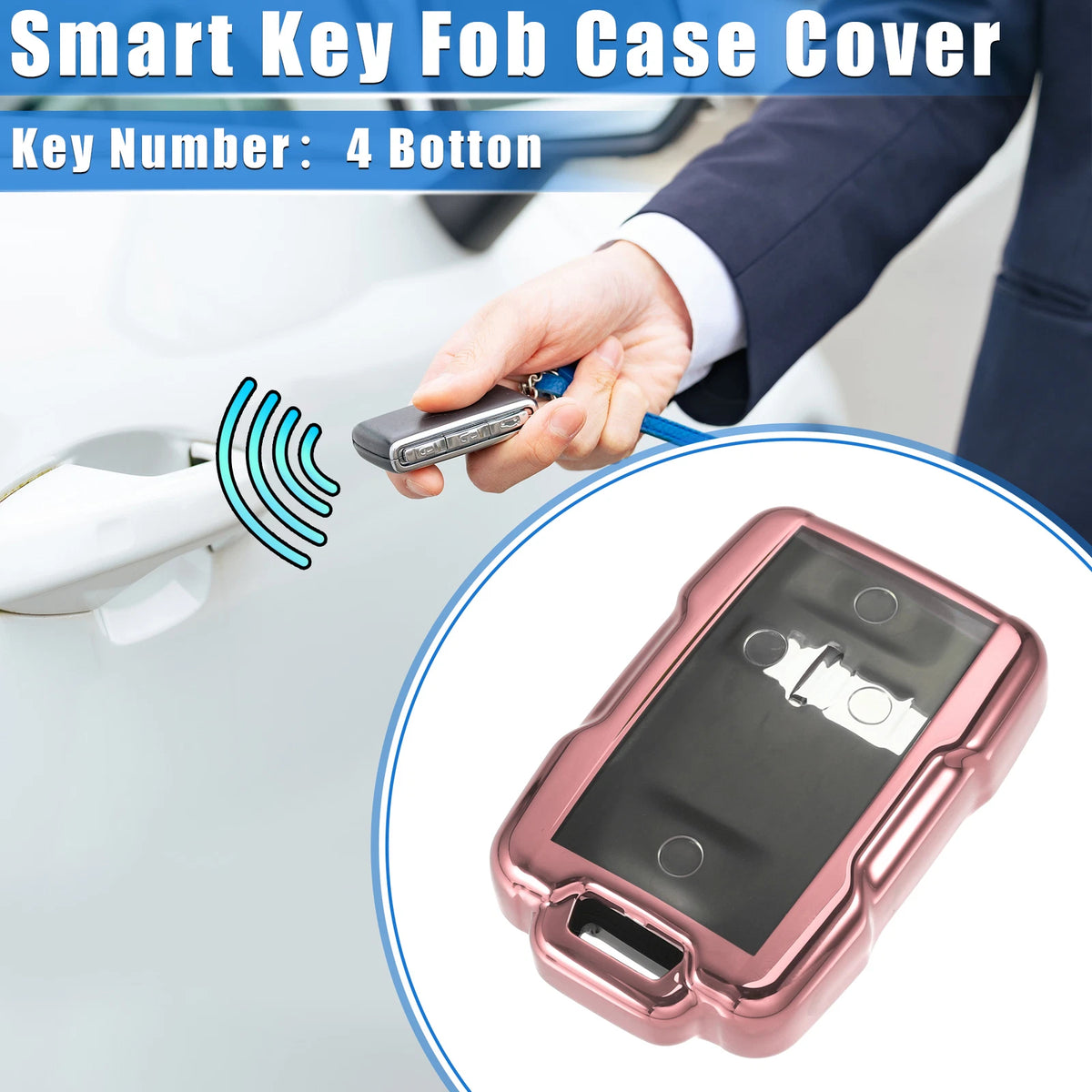 TPU Pink Clear 4-Button Key Fob Cover for Chevy Suburban