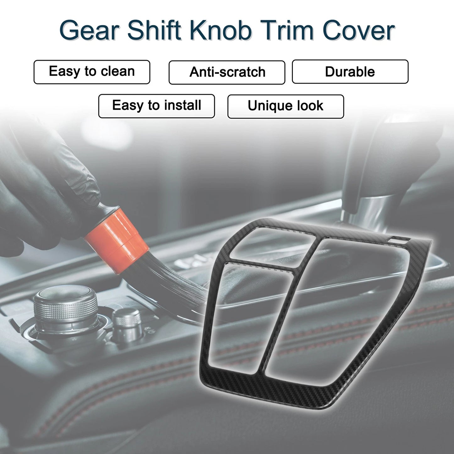 Stainless Steel Gear Shift Knob Cover Sticker for Toyota RAV4 Carbon Fiber Black