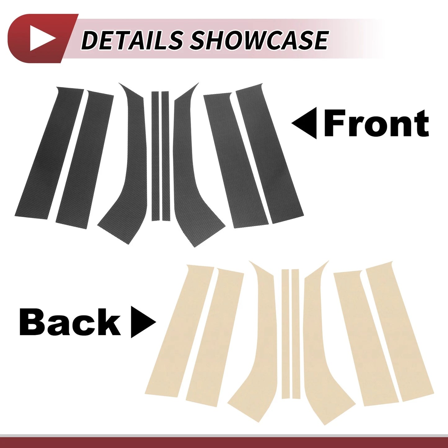 8 Pcs Door Pillar Window Trim for Ford Everest (2023-2024) Carbon Fiber Black