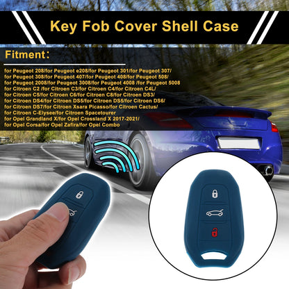 Dark Blue Key Fob Shell Cover for Peugeot 208, e208 (2019-2023)