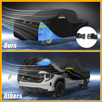Waterproof Car Cover with Door Zipper for GMC Sierra Oxford Cloth Black Blue