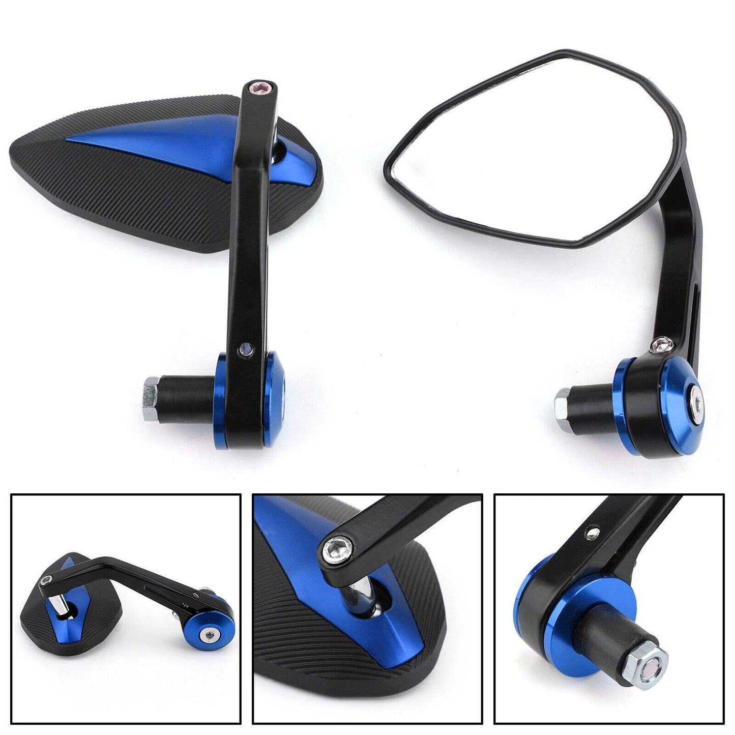 7/8" Blue Aluminium Rear View Bar End Mirror for Ducati Honda