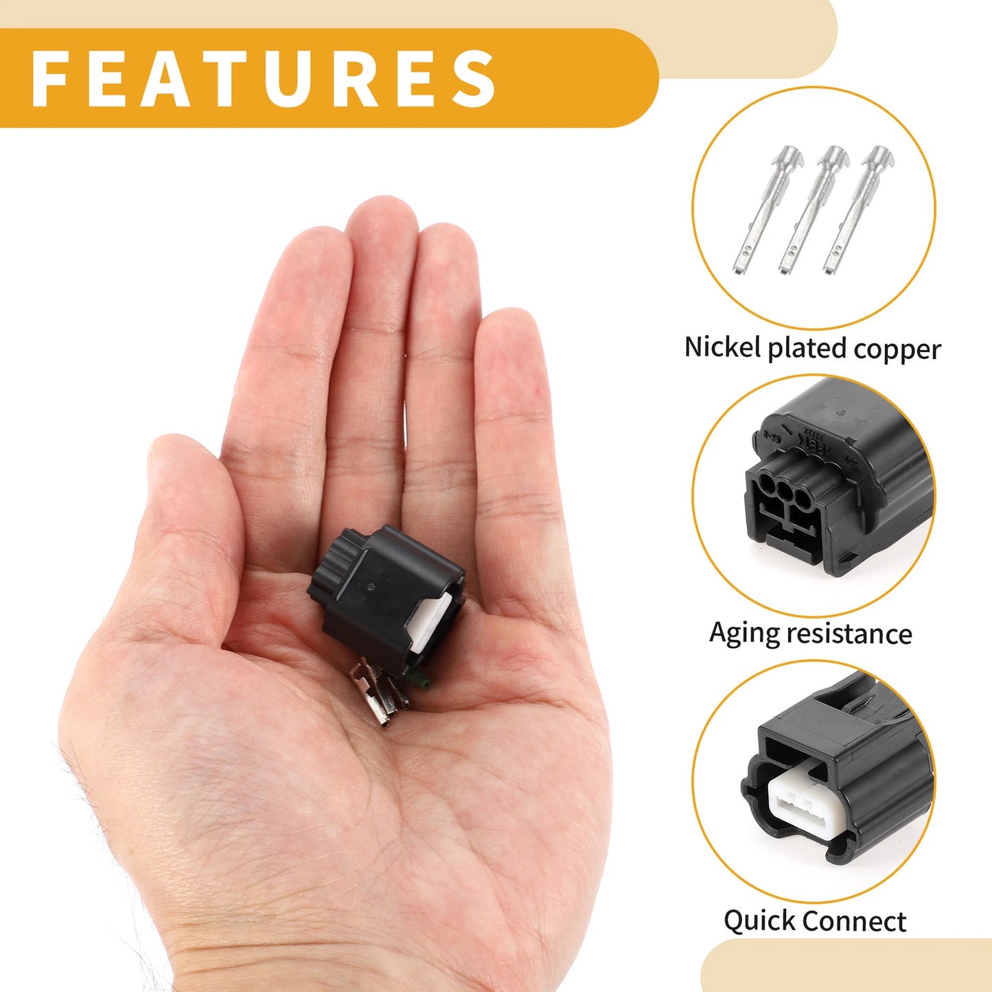 3 Pin Headlight Ballast Connector Plug Female Wire Terminal for Nissan
