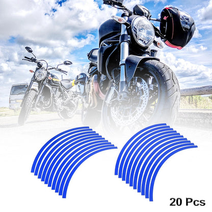 Wheel Rim Sticker Reflective Strips Blue / 20pcs / for Motorcycle Car Bike