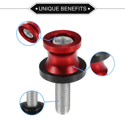 Pair Swingarm Spools 10mm CNC Slider Stand Red for Motorbike