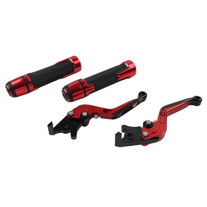 Red Extendable Brake Clutch Levers & Handlebar Grips for Kawasaki ZX1400 (2006-2023)