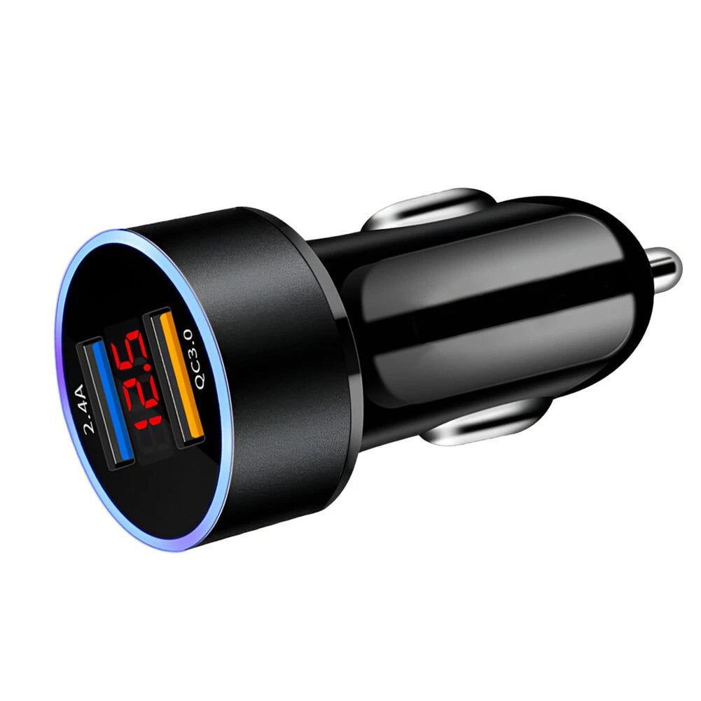 1x DC 12V/24V LED Voltmeter Gauge & Dual USB Charger for Car