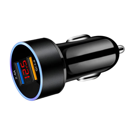 1x DC 12V/24V LED Voltmeter Gauge & Dual USB Charger for Car