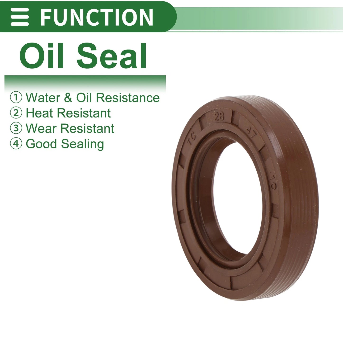 Oil Seal FKM Rubber 28x47x10mm High Pressure Brown 5 Pcs