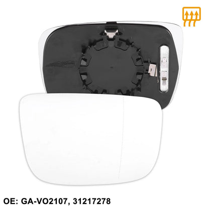 Heated Right Passenger Side Mirror Glass w/ Plate for Volvo XC60 (2010-2016)