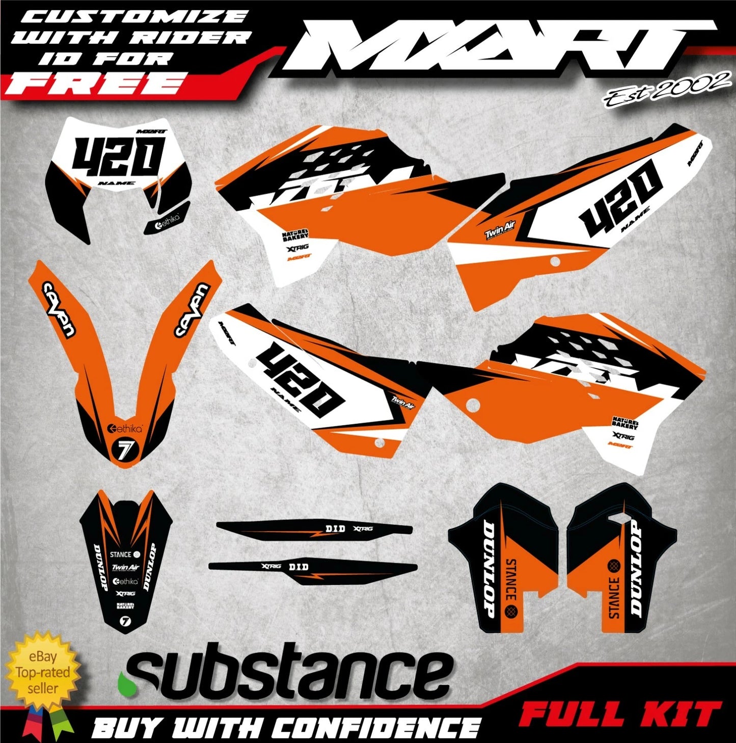 KTM EXC Graphics Decal Sticker Kit HOOK Style (2008-2011)