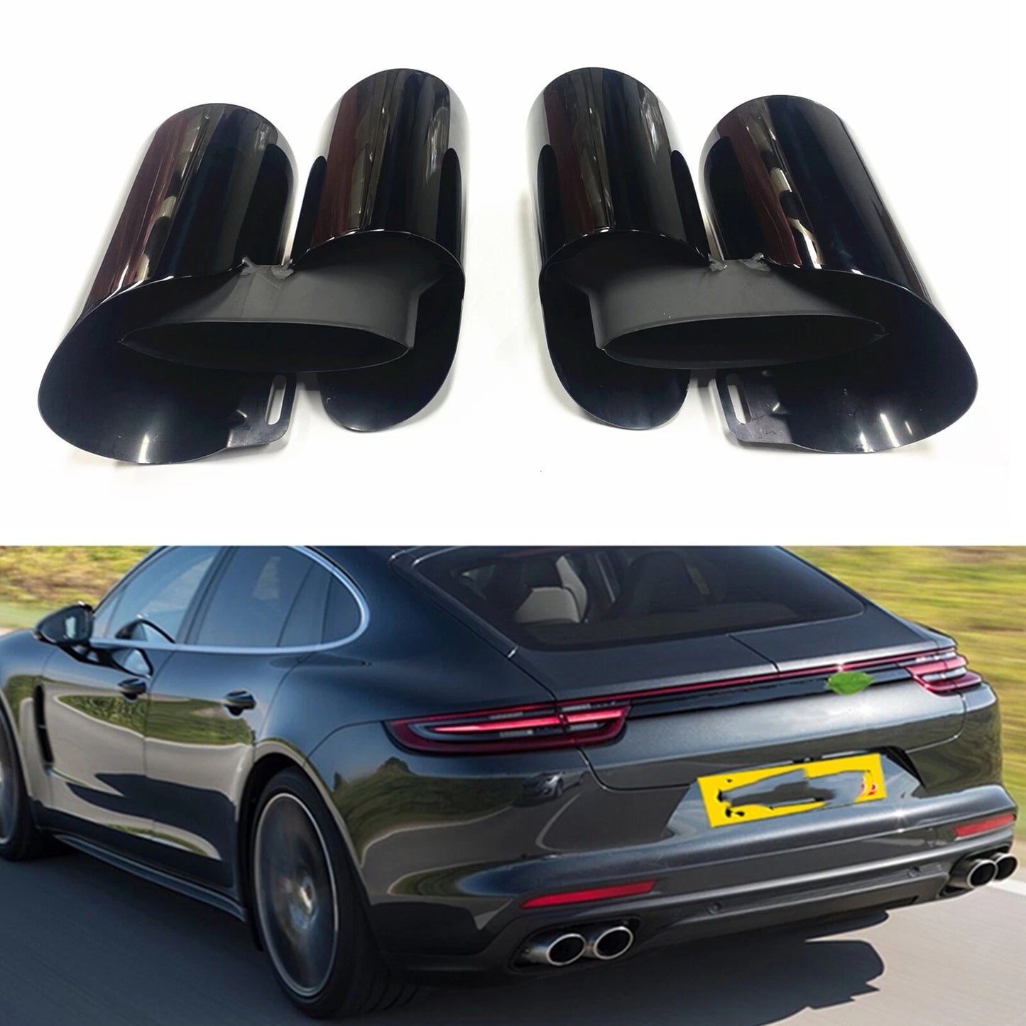 Exhaust Tips for Porsche Panamera 971 (2017-2021) - Stainless Steel Black