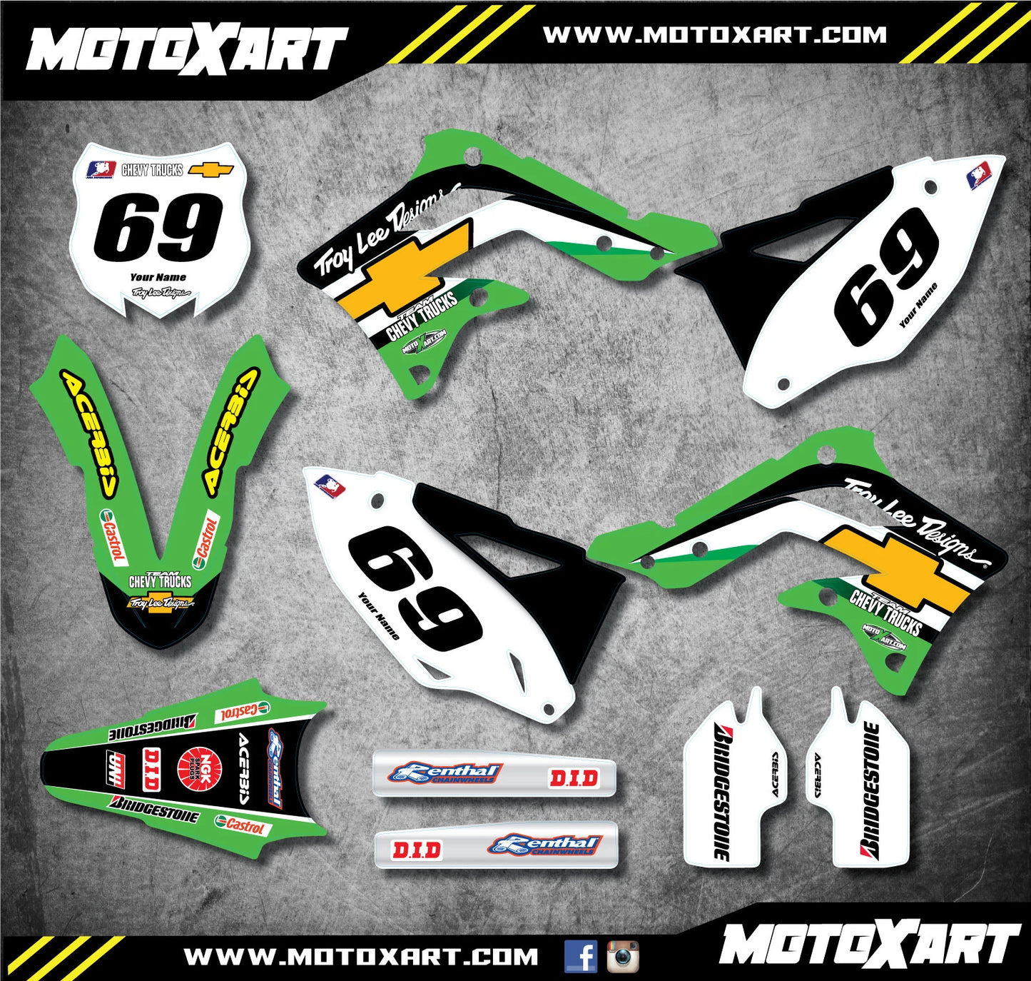 Full Graphics Kit  Custom Sticker Decals for KXF 450 (2012-2015)