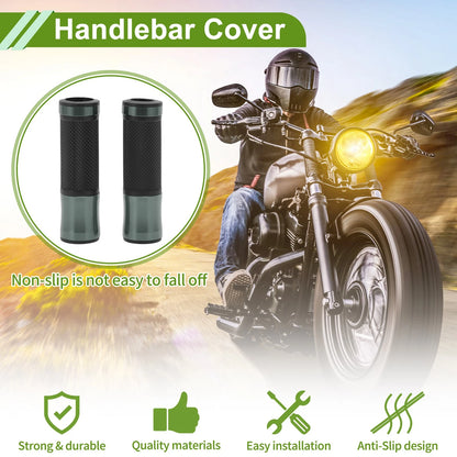7/8" 22mm Handlebar Grips for Motorcycle Rubber Titanium Tone