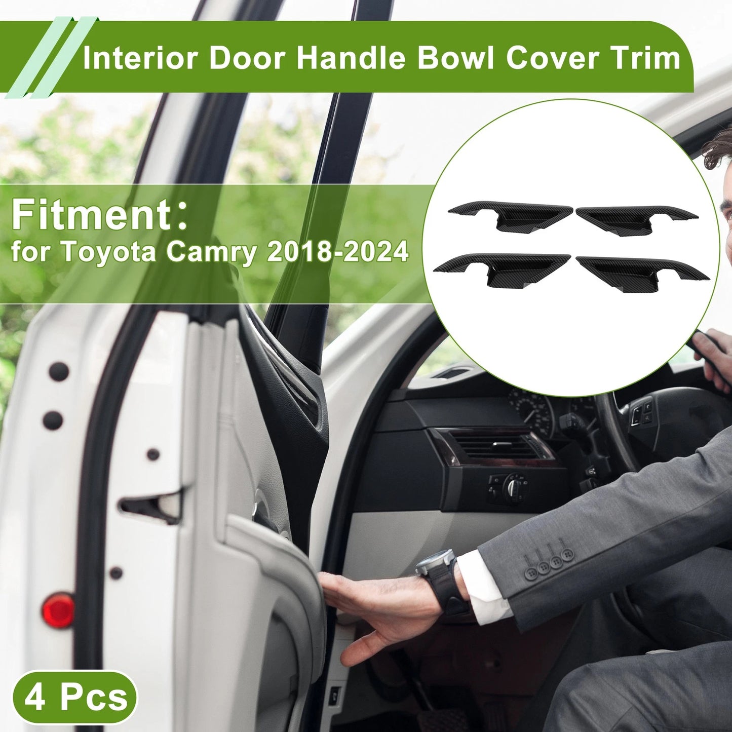 Interior Door Handle Bowl Cover Trim for Toyota Camry (2018-2024) 4 Pcs